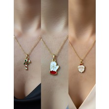 NKT Collection Yeni Yıl Üçlü Kombin Altın Kaplama Kolye Seti