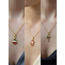 NKT Collection Yeni Yıl Üçlü Kombin Altın Kaplama Kolye Seti