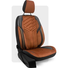 Otexo Panther Taytüyü Ortopedik Destekli Airbag Uyumlu Universal Oto Koltuk Kılıfı  Siyah - Taba