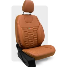 Otexo Bellucci Delikli Deri Airbag Uyumlu Ortopedik Destekli Universal Oto Koltuk Kılıfı Taba-Taba