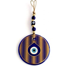 Altın Sarısı Yaldızlı Damla Göz Modelli Cam Duvar Süsü