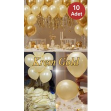 Toyfest 10 Adet Krem Gold Parıltılı Metalik Balonlar ✨ Parti & Kutlama Paketi