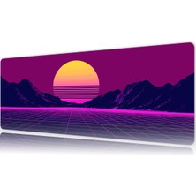 Urzuva Neon Horizon 80X30 3mm Kalınlık Premium Gaming Oyuncu Mousepad, Anti Slip Xxl Mouse Pad