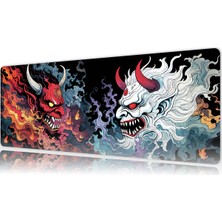 Urzuva The Clash Of Oni's 80X30 3mm Kalınlık  Gaming Oyuncu Mousepad, Anti Slip Xxl Mouse Pad