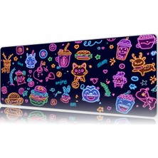 Urzuva Pastel Pop Neon 80X30 3mm Kalınlık Premium Gaming Oyuncu Mousepad, Anti Slip Xxl Mouse Pad