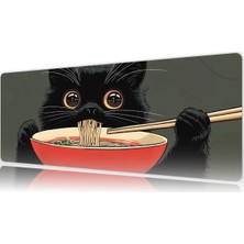 Urzuva Noodle Cat 80X30 3mm Kalınlık Premium Gaming Oyuncu Mousepad, Anti Slip Xxl Mouse Pad
