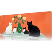 Urzuva Cat Portraits  80X30 3mm Kalınlık Premium Gaming Oyuncu Mousepad, Anti Slip Xxl Mouse Pad