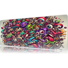 Urzuva Graffiti Madness 80X30 3mm Kalınlık Premium Gaming Oyuncu Mousepad, Anti Slip Xxl Mouse Pad