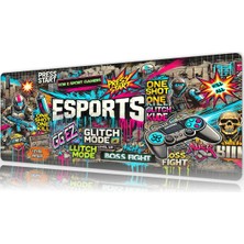 Urzuva Glitch Mode 80X30 3mm Kalınlık Premium Gaming Oyuncu Mousepad, Anti Slip Xxl Mouse Pad