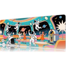 Urzuva Space Disco Party 80X30 3mm Kalınlık Premium Gaming Oyuncu Mousepad, Anti Slip Xxl Mouse Pad