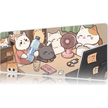 Urzuva Lazy Whiskers  80X30 3mm Kalınlık Premium Gaming Oyuncu Mousepad, Anti Slip Xxl Mouse Pad