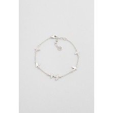 So CHIC Kelebek Işıltısı 18 Ayar Beyaz Altın Kaplama 19 Cm Gümüş Bileklik