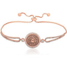 Gumush Hk Gümüş Kadın Bileklik Rose Figürlü Zincir Asansörlü |Gümüş Takı Hediyelik Ürünler