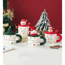 Giftmoda Yılbaşı Figürlü Kapaklı Seramik Kupa