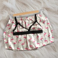 Love Secret Flemingo Desenli Saten Bralet Şort Pijama Takımı