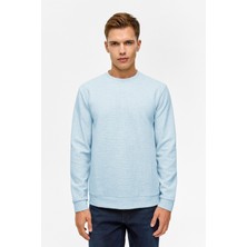 Süvari Bol Kesim O Yaka Melanj Desenli Waffle Sweatshirt