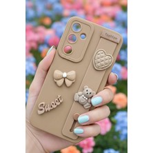 As Mobile Samsung Galaxy A15 Uyumlu Kılıf Kahverengi Renk 3D Figürlü Darbe Emici Yumuşak Silikon Kapak