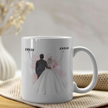 Kişiye Özel Sevgili Çift Gelin- Damat Kupası(Tesettürlü)