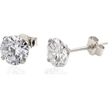 Brezza Lusso Jewelry 925 Ayar Tektaş Gümüş Kadın Küpe 6 mm