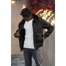 Akçaylar Slimfit Kürklü Sabit Yaka Beli Lastikli Astarlı Kaşe Mont