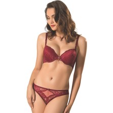 Moda Şahsenem Brodeli Silikonlu Taşlı Sütyen Takım Kadın 5040