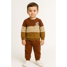 Bıcır Ayıcık Desenli Çocuk Ikili Takım Kahverengi - 2 Yaş