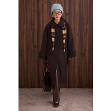 HE-QA Yaka Detaylı Kaban Koyu Kahve