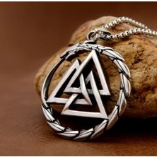 Paslanmaz Çelik Viking Ejderha Çember Valknut Odin Sembolü Kolye