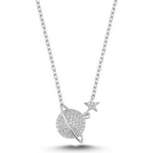 Eyelashes Silver 925 Ayar Gümüş Zirkon Taşlı Gezegen Kolye