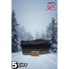 Golden Socks Kadın Kışlık Termal Yün Çorap 5 Çift , Termal Etkili Çorap, Dikişsiz Isı Koruyucu Çorap