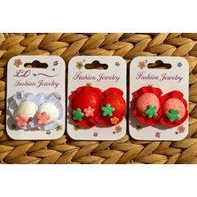 Şehrazat Handmade Tasarım 2li Pastel Renk Çilek Lastikli Saç Tokası