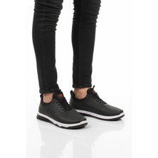 Walkway Siyah Kırmızı Lastik Bağcıklı Erkek Spor Ayakkabı