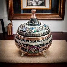 Bakır Center Bakır Şekerlik 17*12 cm Saf Bakır Şekerlik Büyük El Işlemeli Bakır Çikolatalık Erzurum Bakır Gondol