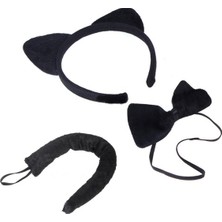 Hediye Bahçesi Kedi Kostüm Taç Kuyruk Papyon Seti Karışık