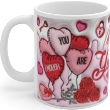 Kişiye Özel 3D Kalp Kabartmalı Baskılı Kupa Bardak