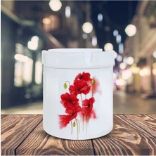 Kırmızı Gelincik Çiçekleri Baskılı Küllük Kül Tablası -9281604