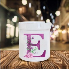 Mor Renkli E Harfi Baskılı Seramik Şık Küllük