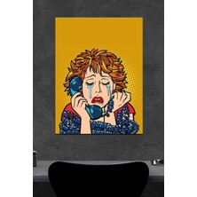 Telefonun Başında Ağlayan Kadın Ahşap Poster (27X18)