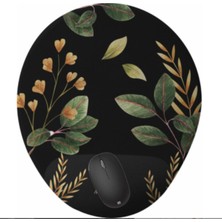Black Flower Bilek Destekli Tasarım Mouse Pad