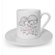 I Love You Baskılı Beyaz Türk Kahvesi Fincanı