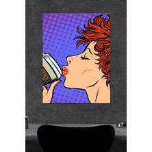 Kahve Içen Kadın Ahşap Poster (27X18)