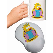 Maggie Simpsons Baskılı Bilek Destekli Mouse Pad + Kupa Bardak Mug
