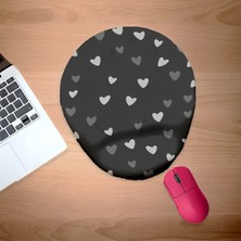 Minik Siyah ve Beyaz Kalpler Bilek Destekli Mouse Pad
