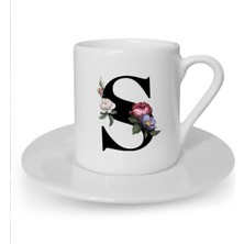 S Harfi Baskılı Beyaz Türk Kahvesi Fincanı