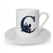 C Harfi Baskılı Beyaz Türk Kahvesi Fincanı