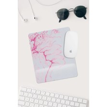 Pembe Beyaz Desenli Bilek Destekli Dikdörtgen Mouse Pad Mouse Altlığı.