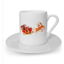 Yılbaşı Noel Temalı Baskılı Beyaz Türk Kahvesi Fincanı