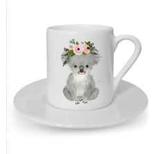 Koala Baskılı Beyaz Türk Kahvesi Fincanı