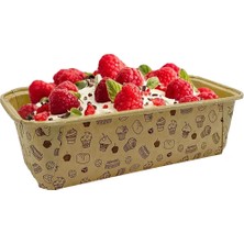 Trend Hediye Sepeti 25'li Jumbo Büyük Boy Baton Kek Kalıbı Kraft Kek Desenli Muffin Kek Kapsülü , 23X7 cm