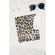 Leopar Desenli Bilek Destekli Dikdörtgen Mouse Pad Mouse Altlığı.